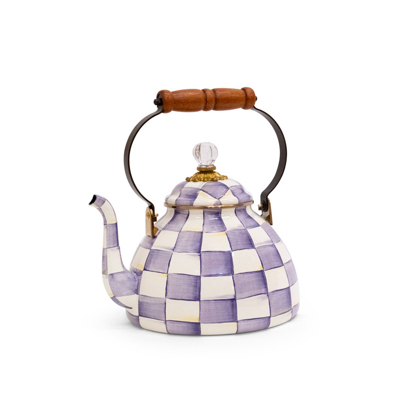 Violet Check Quart Tea Kettle