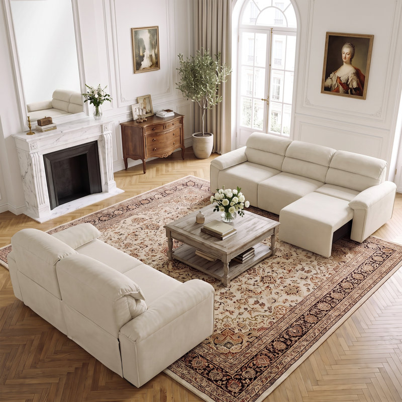 Ensemble canapé d'angle inclinable électrique, canapé 5 places en velours doux, 3 Pieces: Chair, Loveseat, Sofa