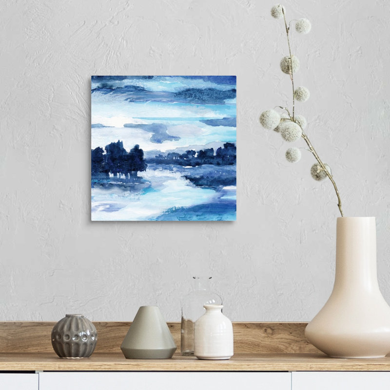 Indigo Land I - reproduction d'art sur toile, H 12 po x l 12 po x P 1,25 po, Toile tendue
