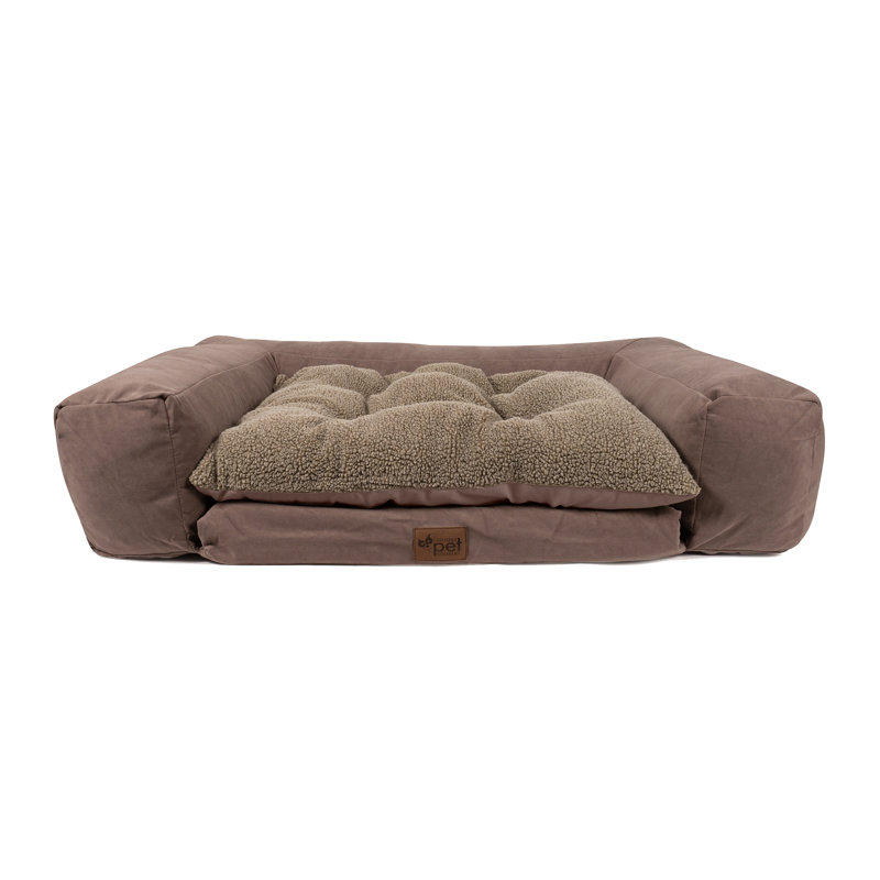 Canapé rectangulaire orthopédique pour animaux avec housse amovible, Moyen (l 56 po x P 37 po x H 11 po), Brun