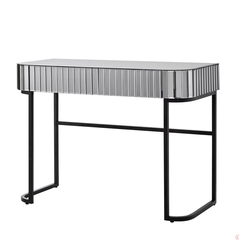 39" Mirrored Makeup Vanity Table With Stainless Steel Base, Mirrored Console Dressing Table With 2 Drawers,Versatile Desk For Bedroom And Office