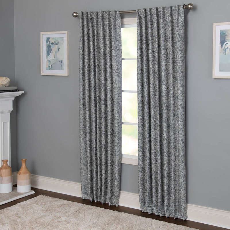 Jacobalexander Polyester / Cotton Room Darkening Woven Scattered Dash Curtian Panel with Rod Pocket Top and Hidden Back Tabs 