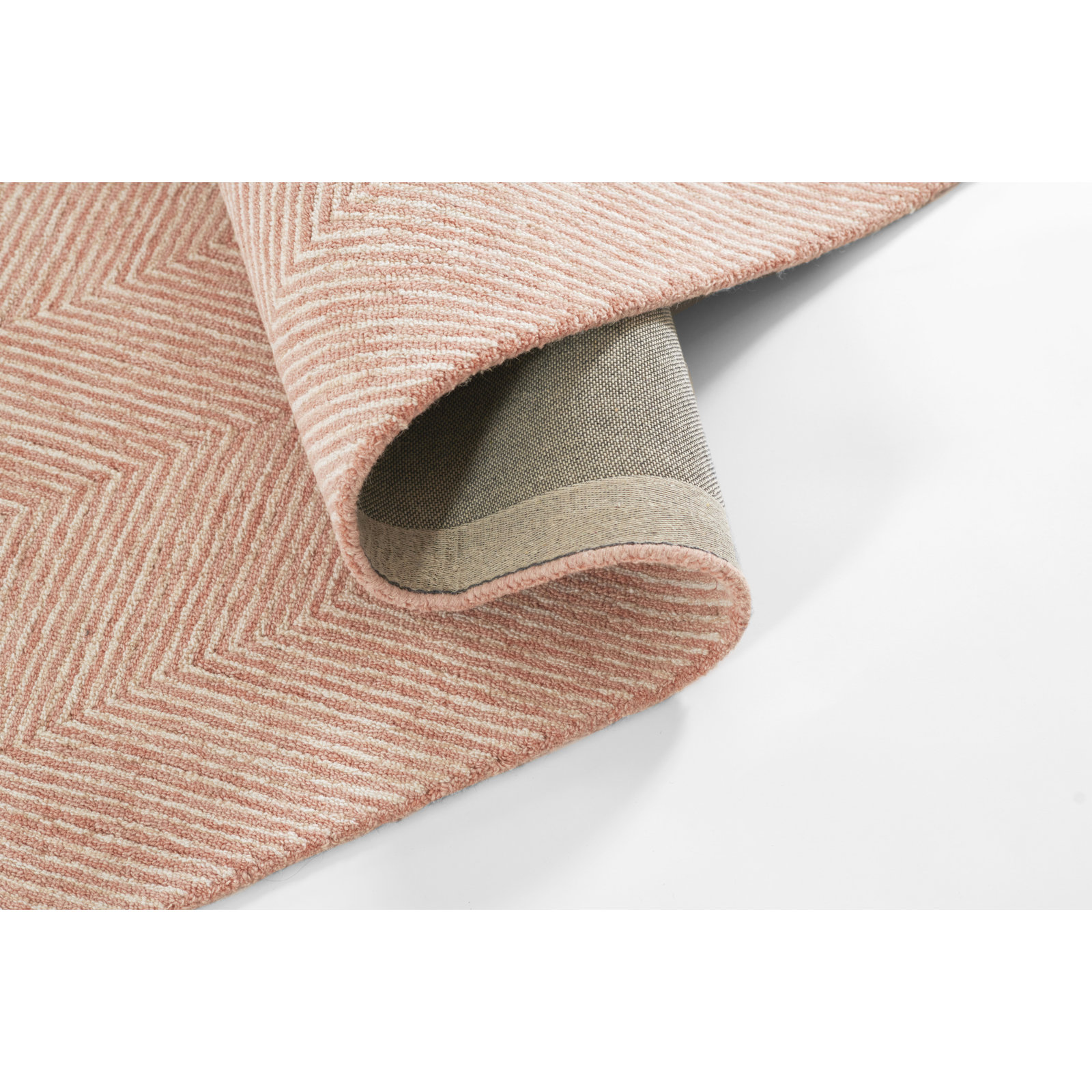 Beker Zig Zag Wool Hand Tufted Pink Area Rug, Rectangle 5' x 8'