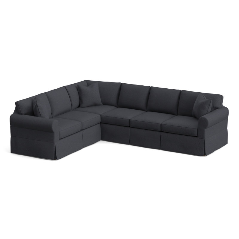 Bedford Upholstered Sectional, Left Hand Facing, Blue Chenille/Velvet Solid; 0809-63