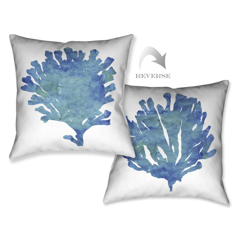 Coussin décoratif aigue-marine corail