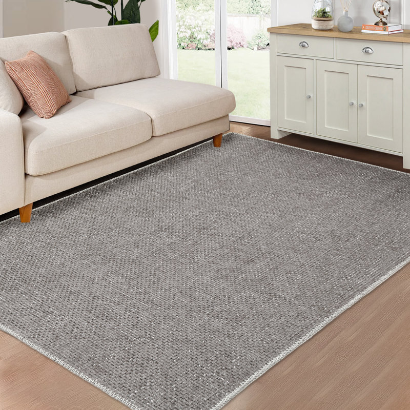 Tapis uni solide et lavable à la machine Tapis antidérapant moderne avec envers en caoutchouc traditionnel Tapis intérieur mince pour le salon Chambre à coucher Cuisine Salle à manger Tapis sans perte de poids