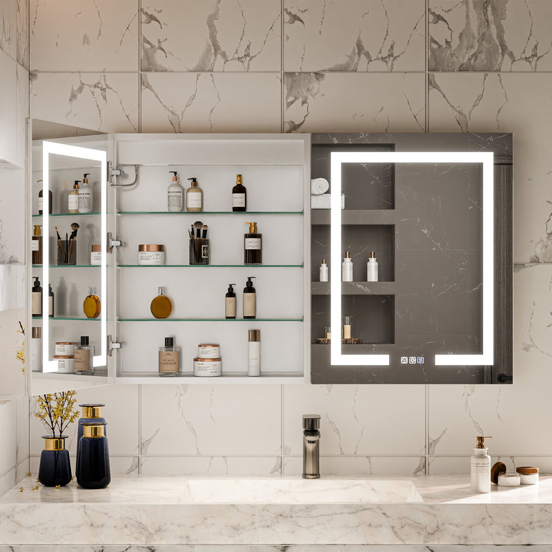 Armoire à pharmacie encastrée / à fixation en surface en aluminium l 24 po x H 30 po, Oui