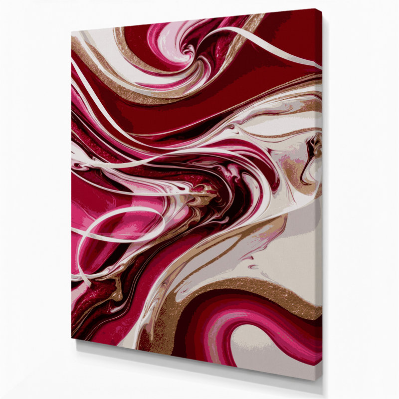 Abstrait art fluide sur toile rouge 24, H 24 po x l 20 po