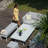 Bayboro Outdoor Fabric Rectangular Corner Dining Set - with Rising Table - Lead Chine