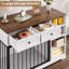 Meuble télé en bois pour caisse de chien de 47 po de largeur avec 2 tiroirs et 4 tablettes, mobilier d'intérieur décoratif pour grands chiens, blanc