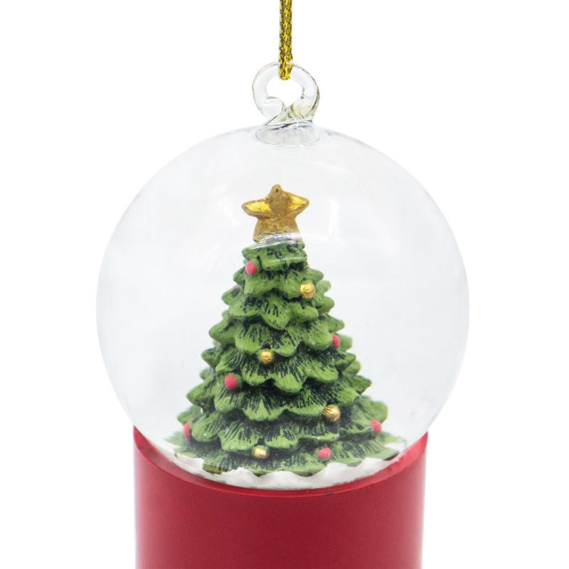 Red Resin and Glass Christmas Tree Water Globes Set of 6