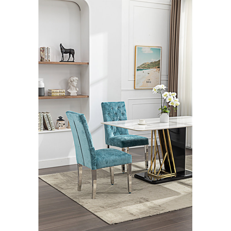 Chaise d'appoint rembourrée (ensemble de 2), Bleu lac