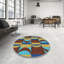 Tapis brun/vert/bleu à motifs-725347017
