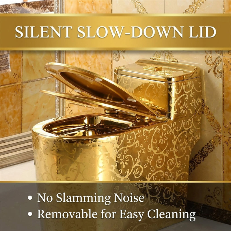 WATERMONY 1.45 Gallons GPF Elongated Close Coupled Toilets (Seat Included)