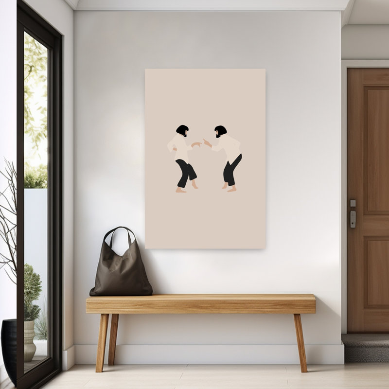 «Playful Dance Partners», impression d'art mural minimaliste classique abstrait, 60" H x 40" W