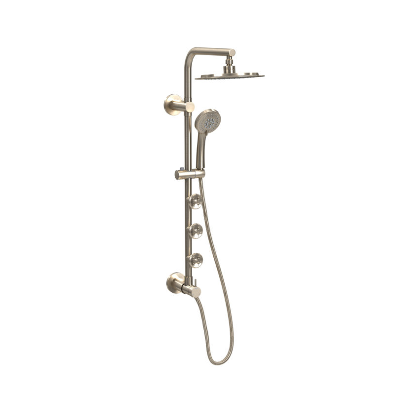 Système de douche avec pomme de douche à pluie 8 po Lanai et bras de douche pivotant à 3 jets et douchette multifonction 1,8 GPM