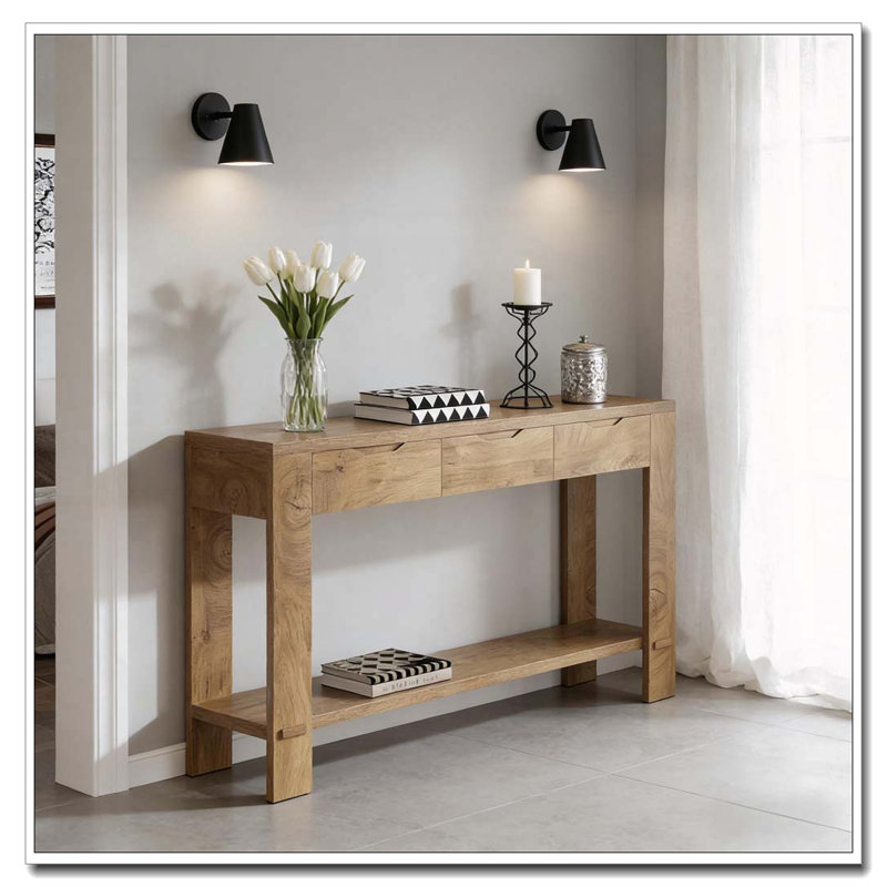 Narrow Console Table with Sturdy MDF Construction