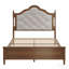 Cadre de lit grand format avec tête de lit tapissier, pied de lit à panneaux, cadre de lit rétro Mid-Century, cadres de lit en bois grand format, brun