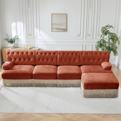 Canapé modulaire en L avec repose-pieds Chesterfield
