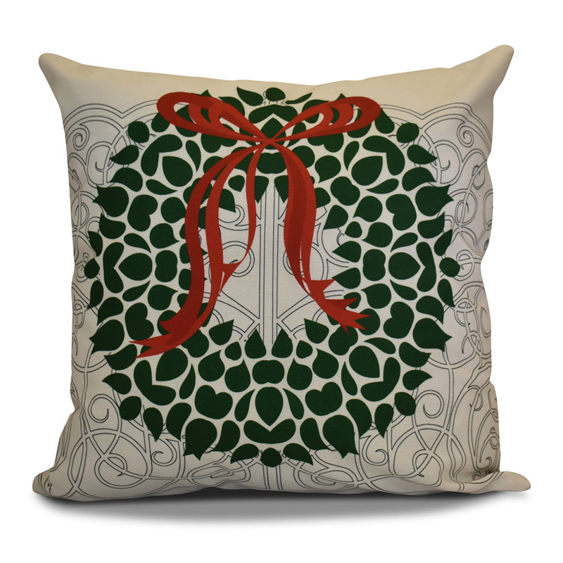 Coussin extérieur Holiday Wishes, H 16 po x l 16 po, Vert