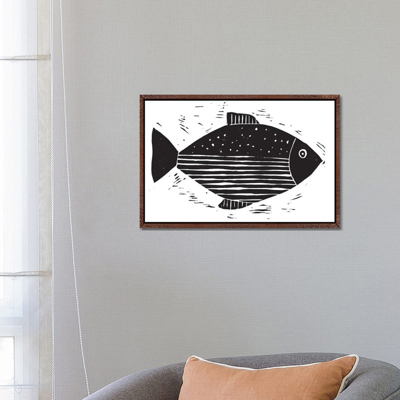 Fish With Lines And Dots by Statement Goods - Gallery-Wrapped Canvas Giclée on Canvas, Classic Wood Floater Framed