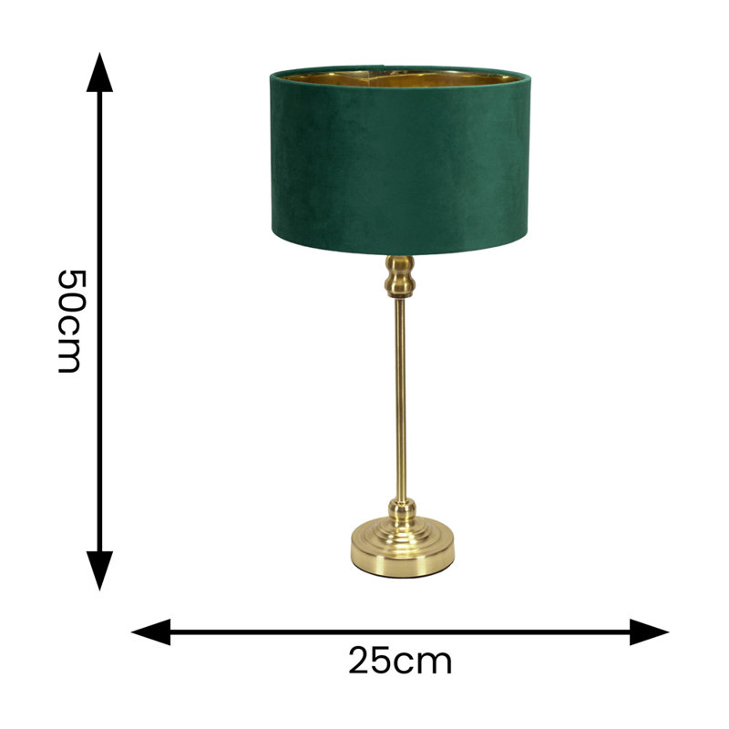 Agetina Metal Table Lamp, Yes, Gold Base/Green/Gold Shade