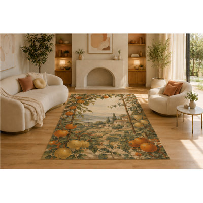 Tapis de jardin d'agrumes «Ultra Léger» 5 pi x 7 pi, tapis doux antidérapant à poils courts pour le salon, la chambre à coucher, la cuisine, la salle à manger et la maison de ferme, orange