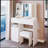 37-Inch Vanity Table With Extra Large Sliding Mirror, Multi-Layer Storage, And Cushioned Stool For Large Spaces-670917313