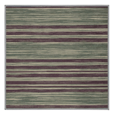 Machine Washable Horizontal Stripes Brown Area Rug