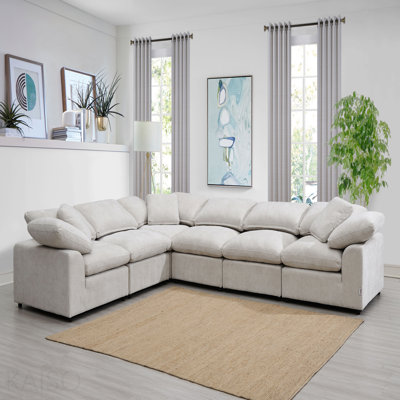 Canapé modulaire ivoire en lin 6 pièces