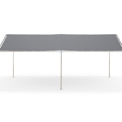 Abri d'auto 10 pi x 20 pi, gris - acier galvanisé, ensemble d'ancrage, 3 câbles spacieux, résistance au vent 10 pi x 20 pi, avec ensemble et protection contre la pluie en acier