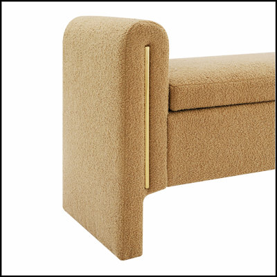 Modern Teddy Bed End Bench with Arms and Storage,Upholstered Large Foot Rest Stool, Comfy Window Vanity Bench for Living Room,Bedroom,Dorm,Coffee Table,Teddy