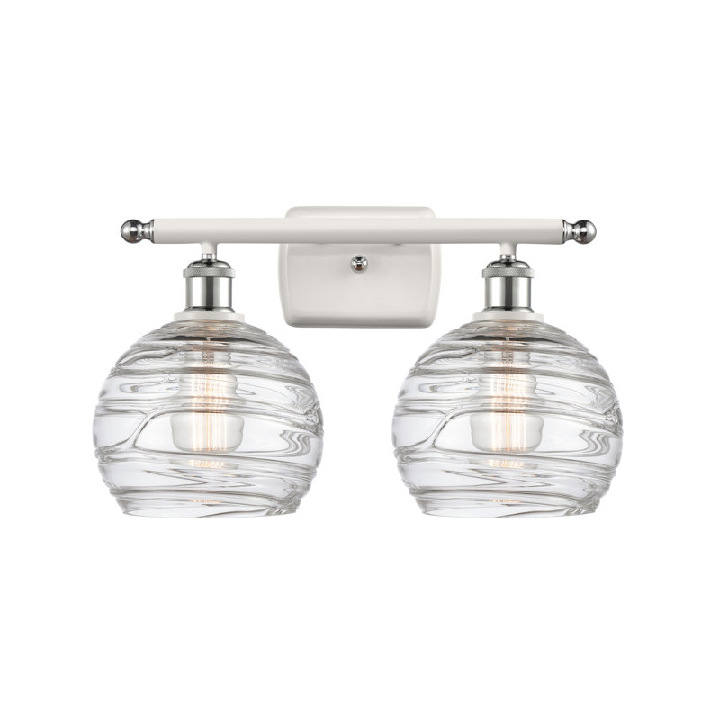 Éclairage pour meuble-lavabo à 2 lumières à intensité variable Halvorson, Blanc / chrome poli, Transparent