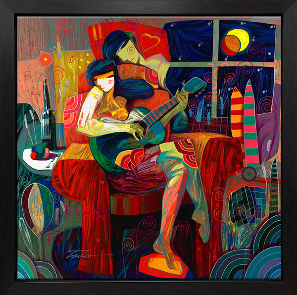 Chanteuse, peinture sur toile par Tadeo Zavaleta, encadrée de 32 x 32