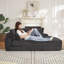 Canapé-lit confortable en velours côtelé, fauteuil inclinable modulaire noir pour le salon