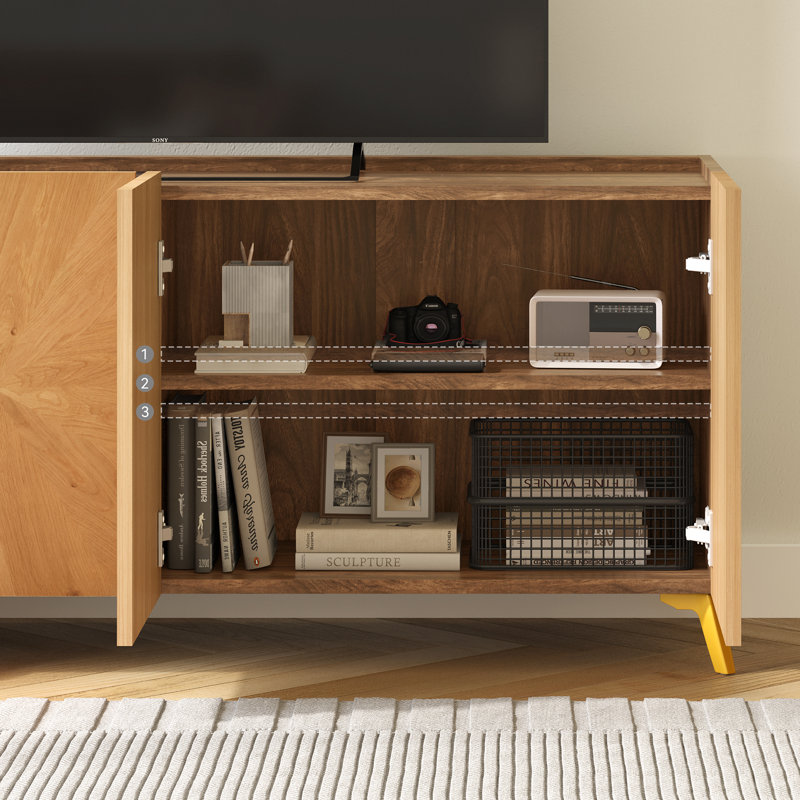 Dextrus 63'' Oak Sideboard Buffet with Gold Legs