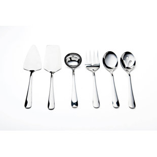 Darware Complete Serving Spoon & Utensil Set (6-piece SET); Includes Pasta Server Fork Spoon Slotted Spoon Ladle Cake/casserole Server; Stainless