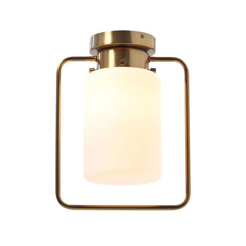 Plafonnier / plafonnier encastré convertible en métal et verre givré, Laiton