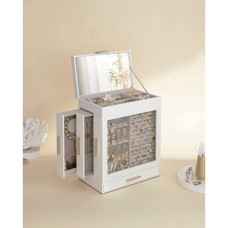 Wood Jewellery Box +, White/Golden