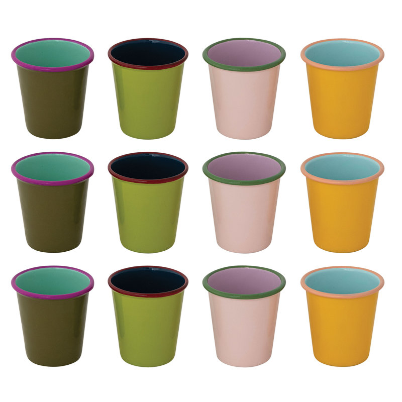Ensemble de tasses en acier inoxydable émaillé avec bord coloré