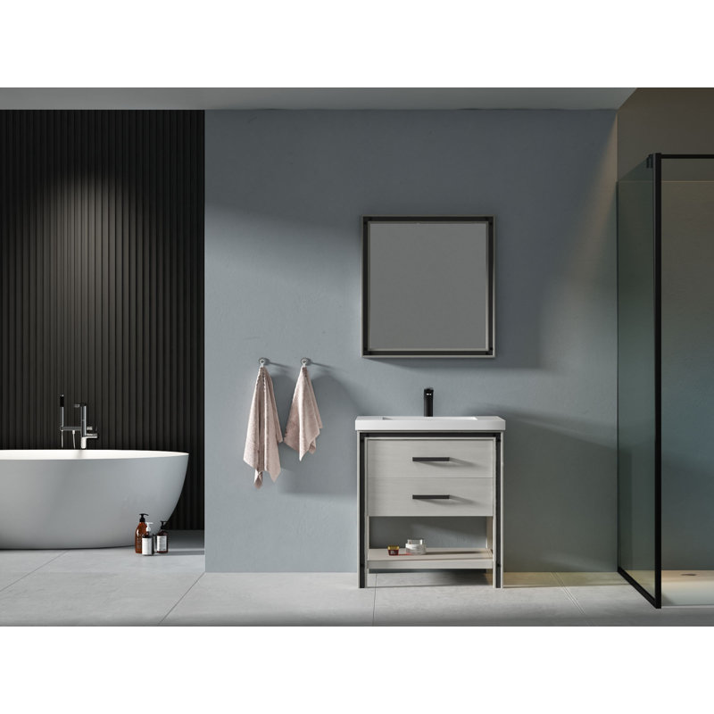 Ensemble de meuble-lavabo simple 31 po Vaishnavi, Gris pierre