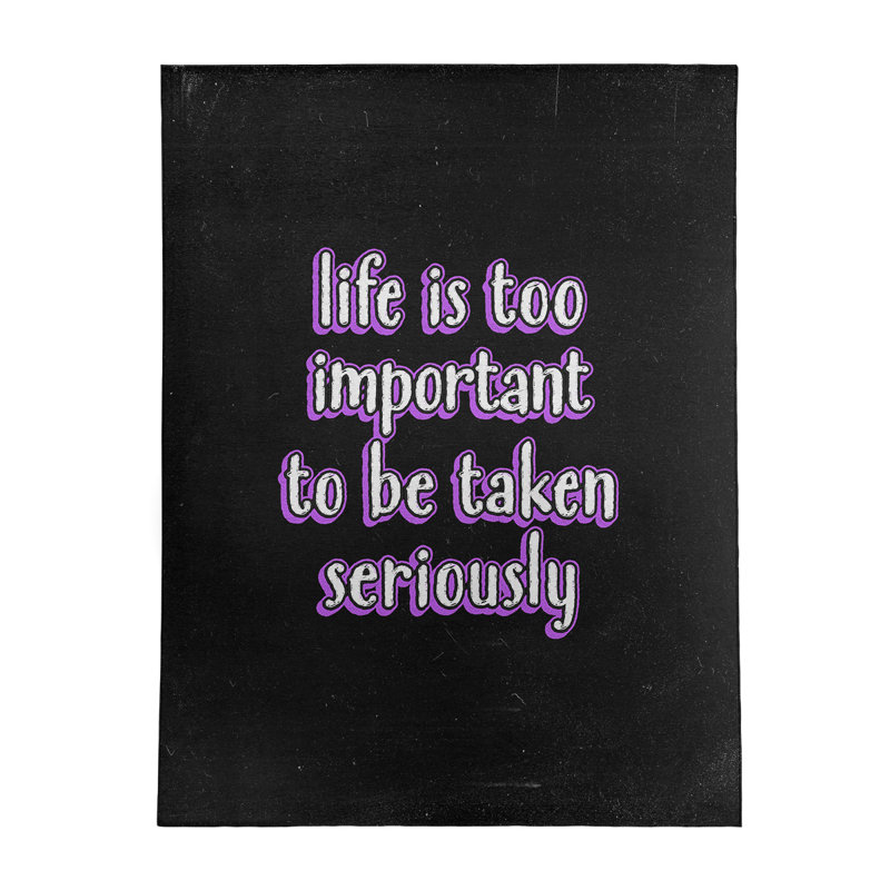 Tapis en polyester à style tableau noir levity quote life, Rectangle 5 pi x 7 pi