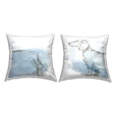 Coussin décoratif à motif de connexion de chien teckel reliant par Daphne Polselli (ensemble de 2)