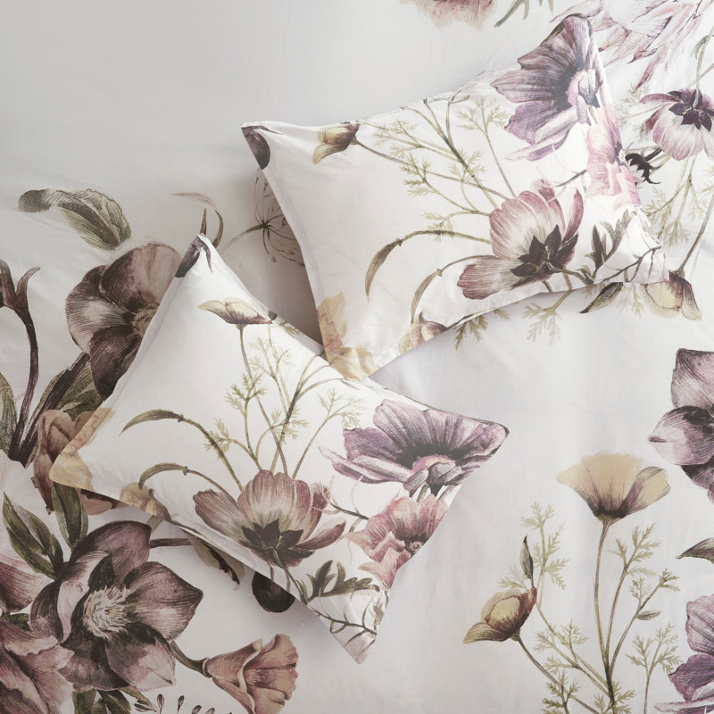 Ensemble de housse de couette en coton à imprimé floral Shabby Chic, Queen Duvet Cover + 2 Shams