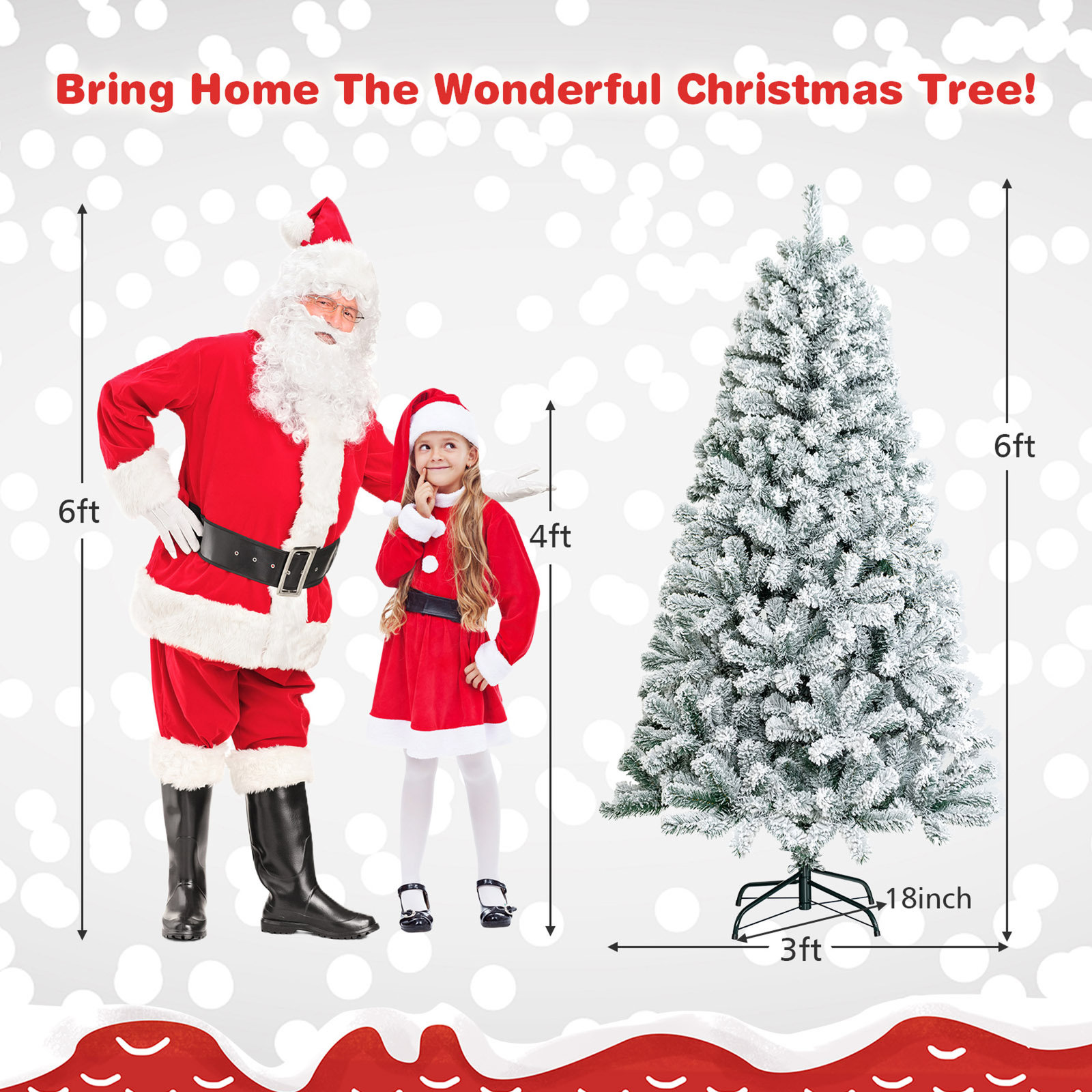 Frosted Pine Christmas Tree, 6'