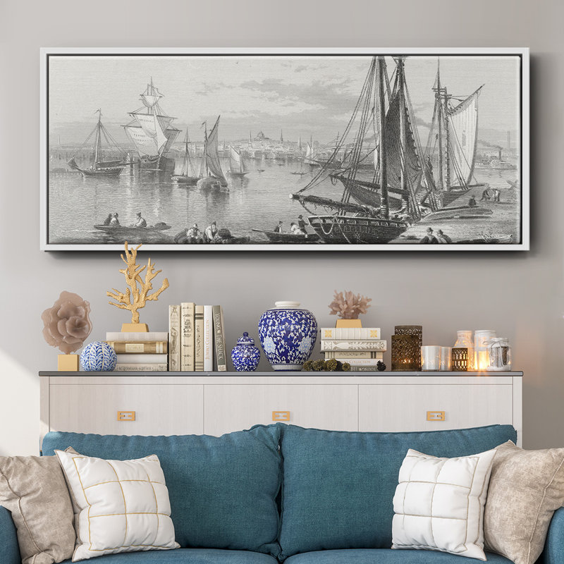 City of Boston - toile encadrée, H 20 po x l 50 po