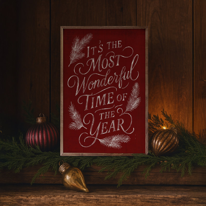 It's It's The Most Wonderful Time Pine, Rouge, H 8 po x l 5 po