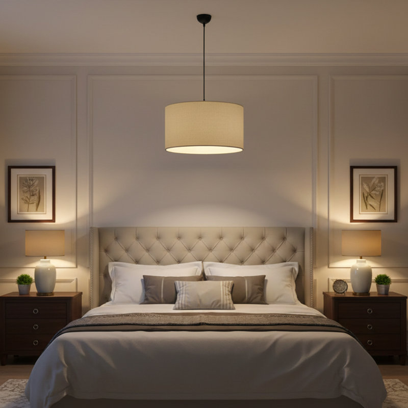 Lustre en bambou 1 lumière Oasis, Crème