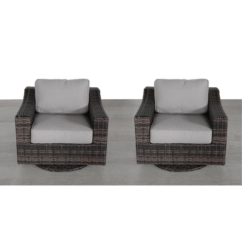 Chaise de patio extérieure pivotante avec coussins - Assise entièrement assemblée et confortable