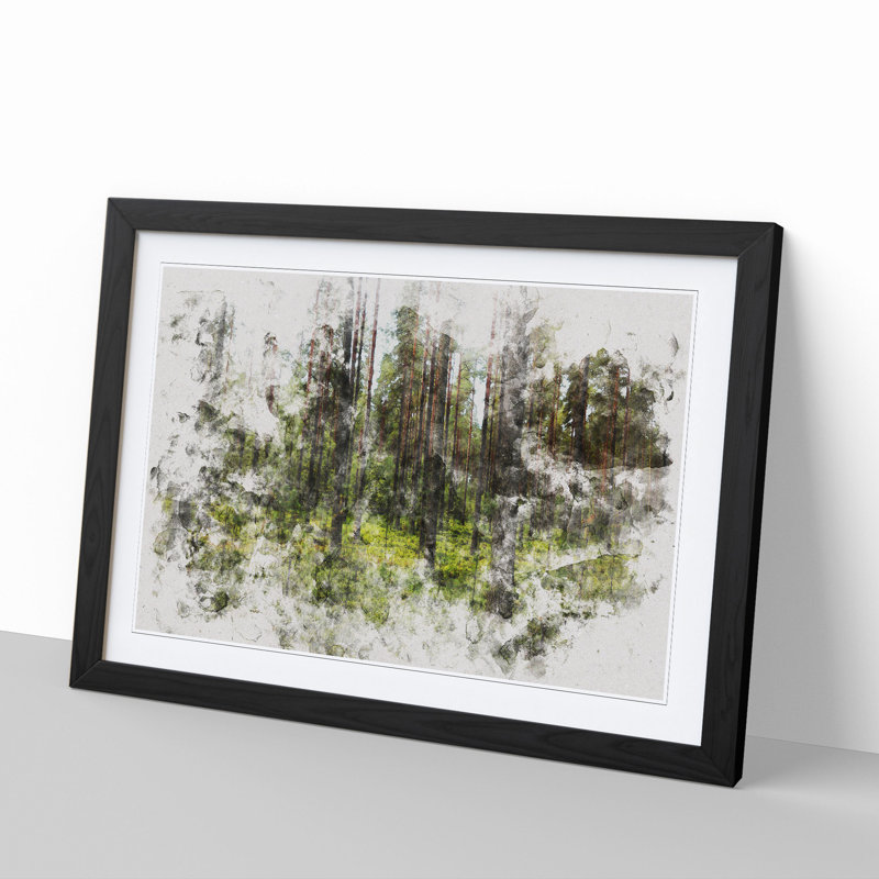 Green Forest Vol.1 - Picture Frame Graphic Art, 65cm H x 90cm W x 2cm D, Black Framed